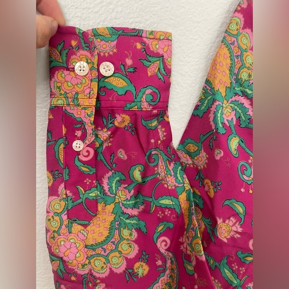 Ralph Lauren 100% Silk Pink Floral Paisley Collared Shirt Size S - Picture 5 of 7
